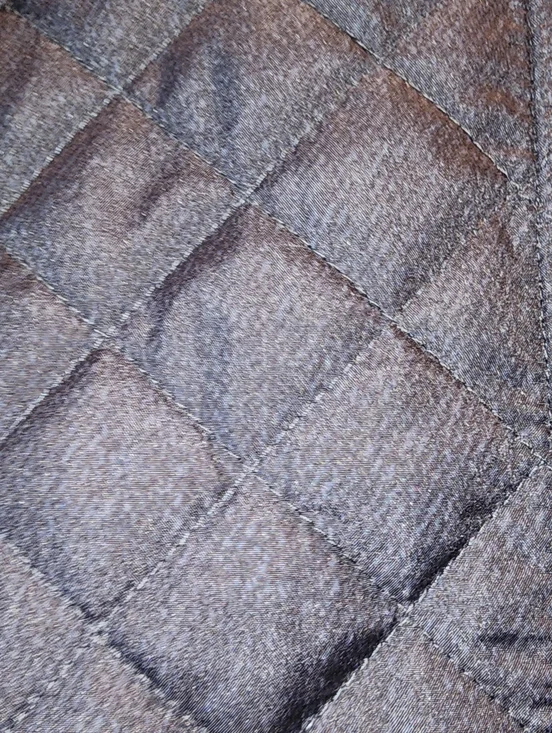 Chico's Size 2 12/14 Quilted Navy Barn Jacket with Brown LeatherTrim - Picture 9 of 10